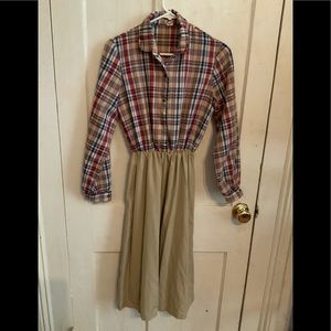 Vintage ‘80s Plaid & Khaki Dress